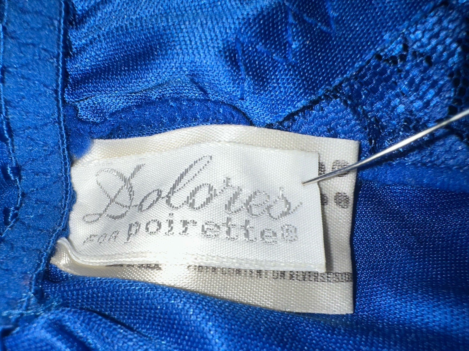 Vintage 80’s DOLORES Promise For POIRETTE Blue Lace Satin Romper 32 Union Made