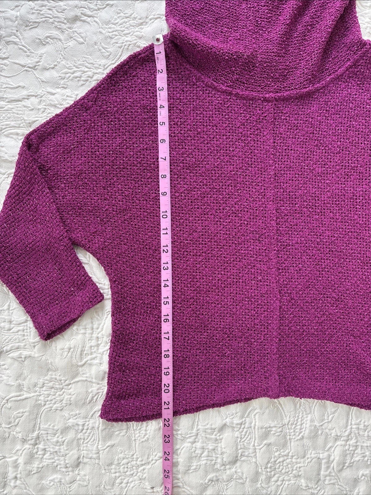 VTG Evelyn De Jonge Cowl Neck Top Sweater Medium Raspberry Pink Gold Sparkle M