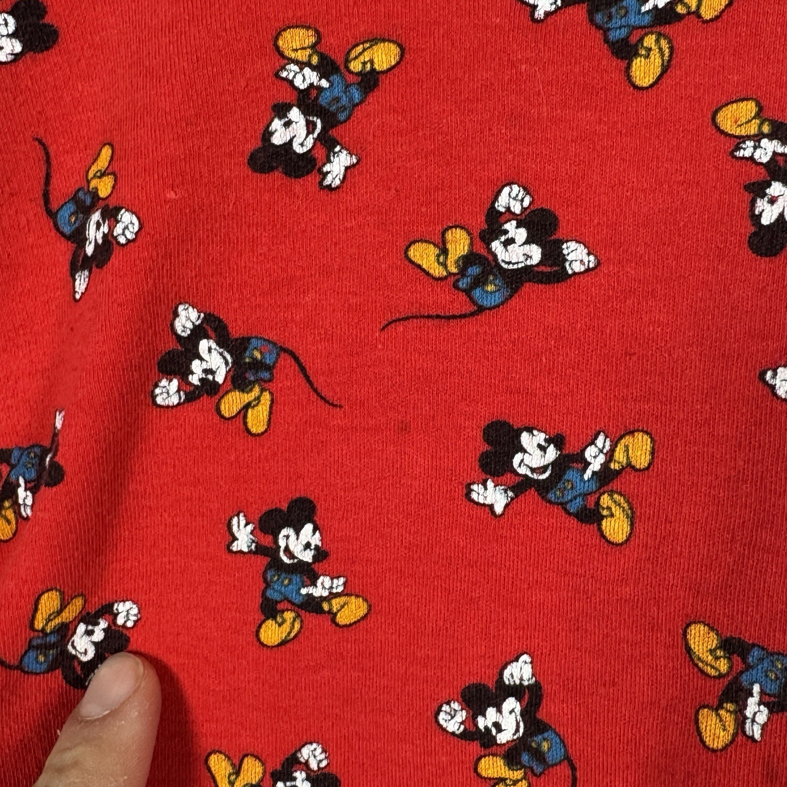Vintage Womens 90s Mickey & Co Red AOP Mickey Mouse Turtleneck Shirt Sz M 20×24