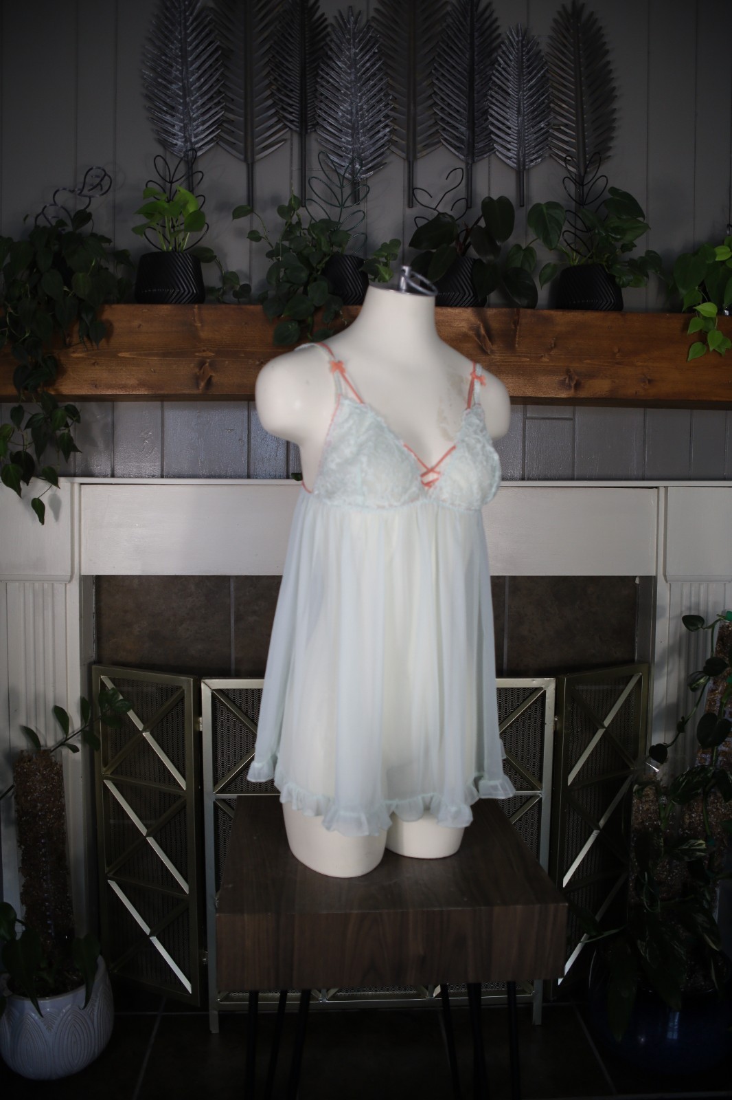 Victoria’s Secret Y2K Vintage Babydoll Light Blue And Coral Sz Large
