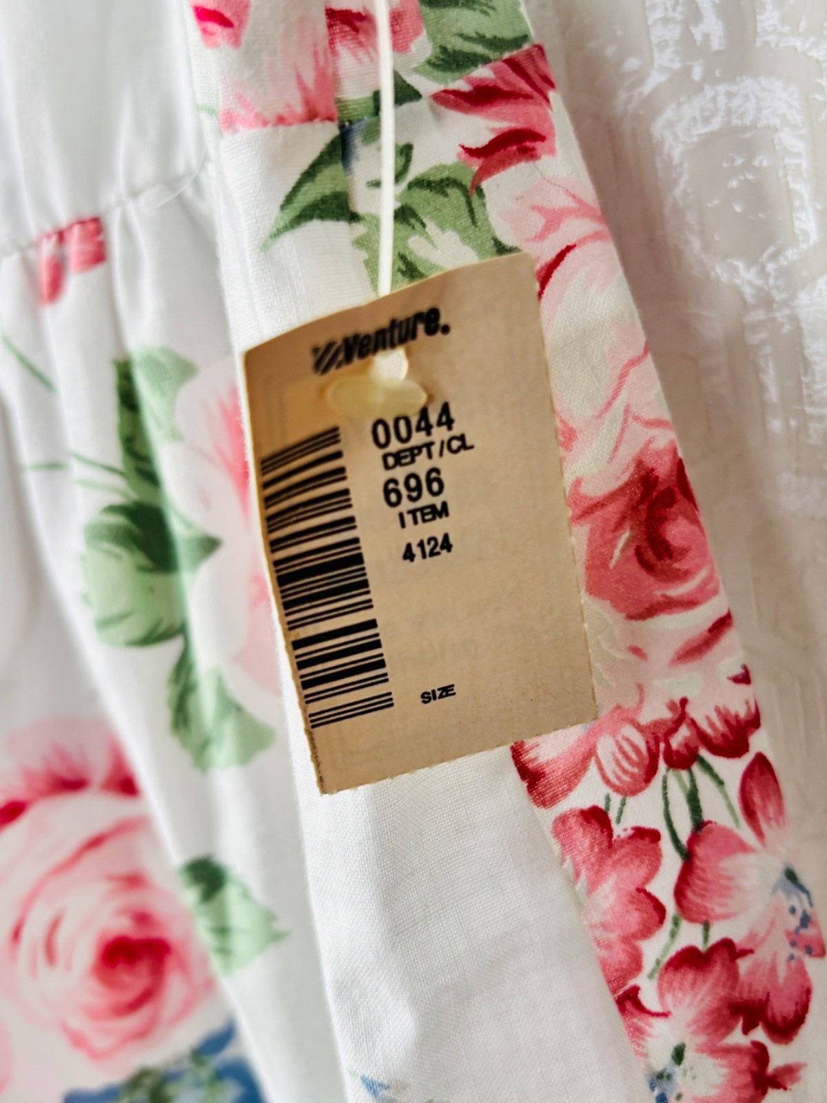 NOS VTG FRENCH COUNTRY COTTAGECORE PINK&WHITE ROMANTIC ROSE COTTON NIGHTGOWN*S/M