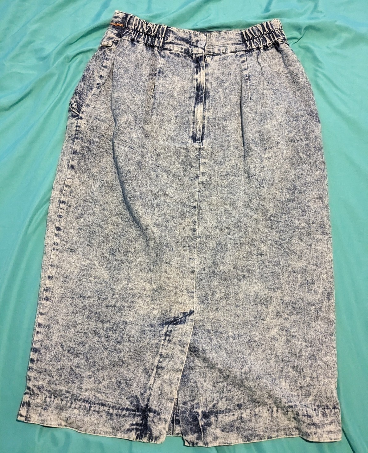 Vintage Marie St. Monet Patchwork Blouse Sz 8 Acid Washed Denim Skirt Sz 6 1980s
