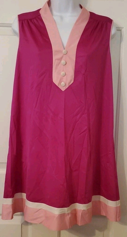 Vtg Vanity Fair Magenta Pink Nylon Short Nightgown Dress X-Small Sleeveless