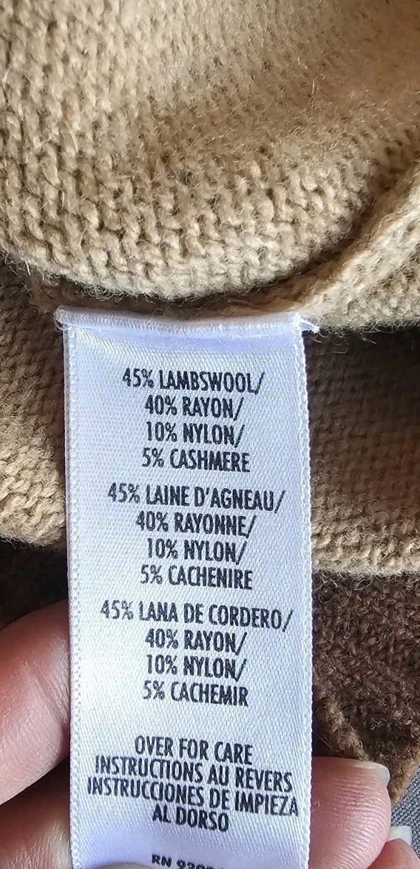 Vintage Casual Corner Lambswool Cashmere Sweater Real Fur Collar M Y2K Fair Isle