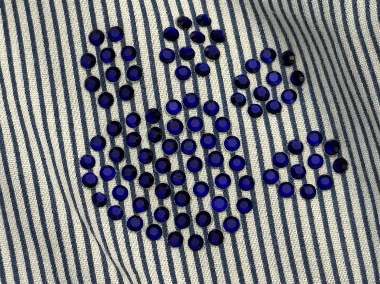 Vtg 80s Nitro 3/4 Sleeve Blue Paw Rhinestones Button-Up Blouse Women’s Small UK