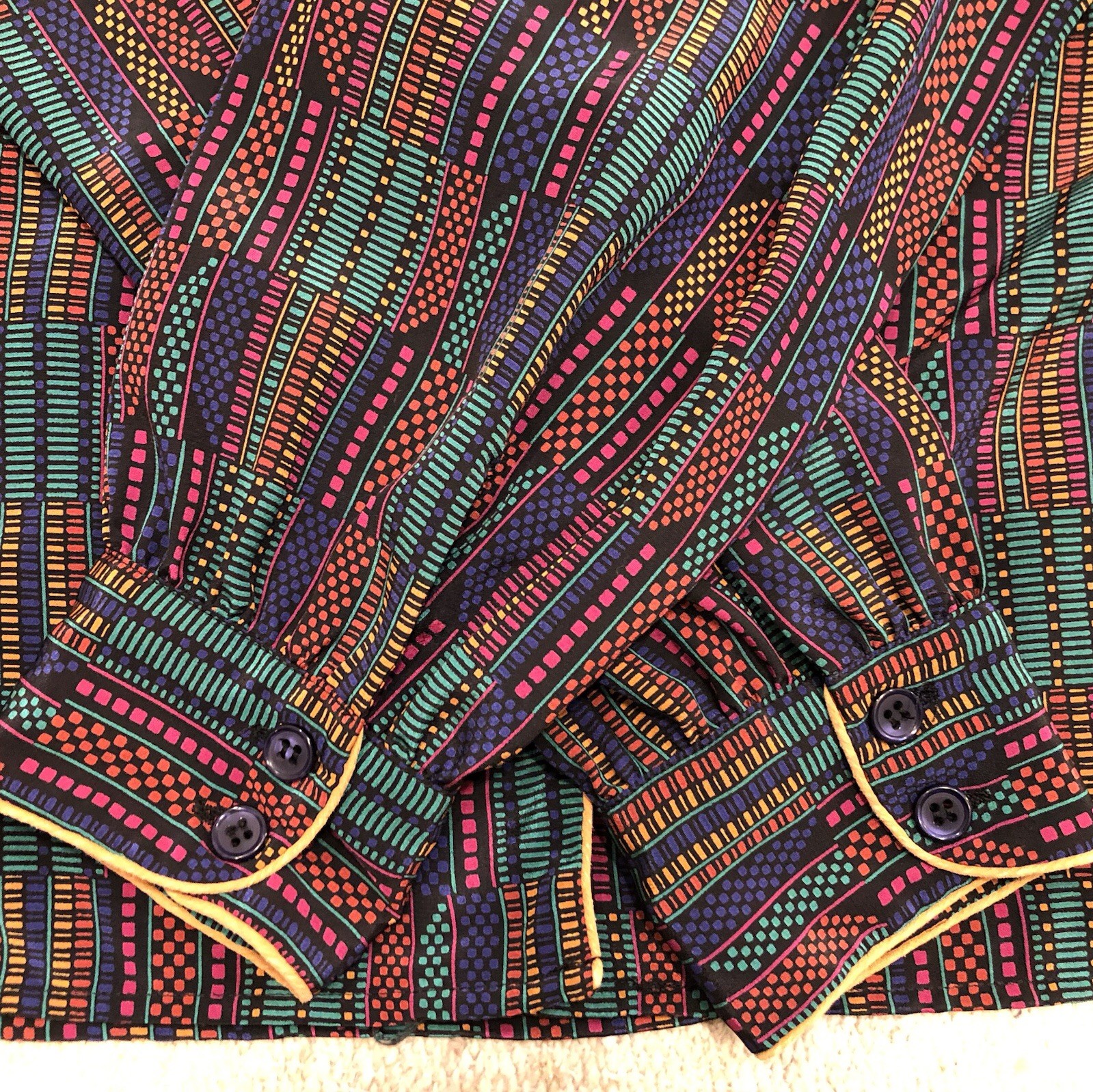 Jaymee Papell Vintage Blouse, 12, Multicolor, Button Accents