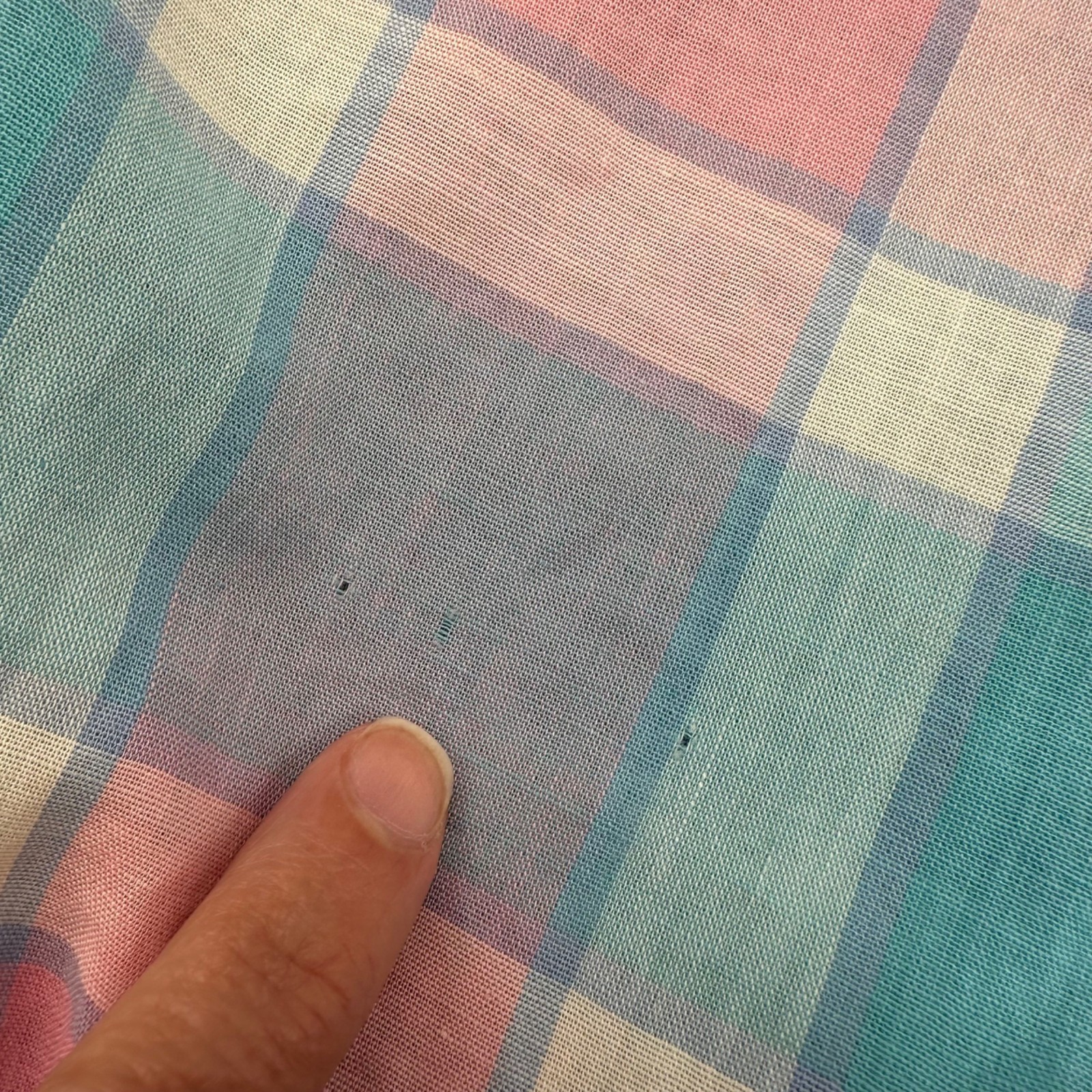 Vintage Sleeveless Plaid Button Up Shirt 1950s Sears Kerrybrooke USA Pink Blue