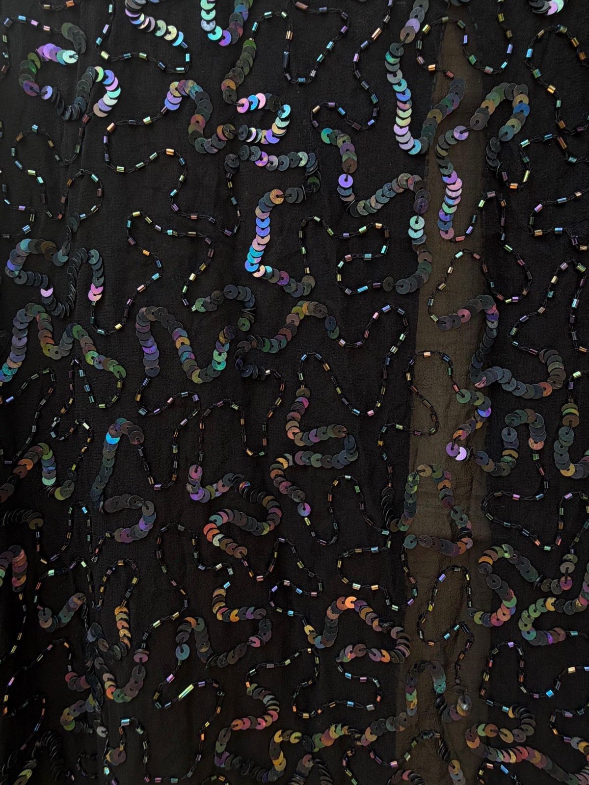 Black Silk Beaded Sequin Cardigan