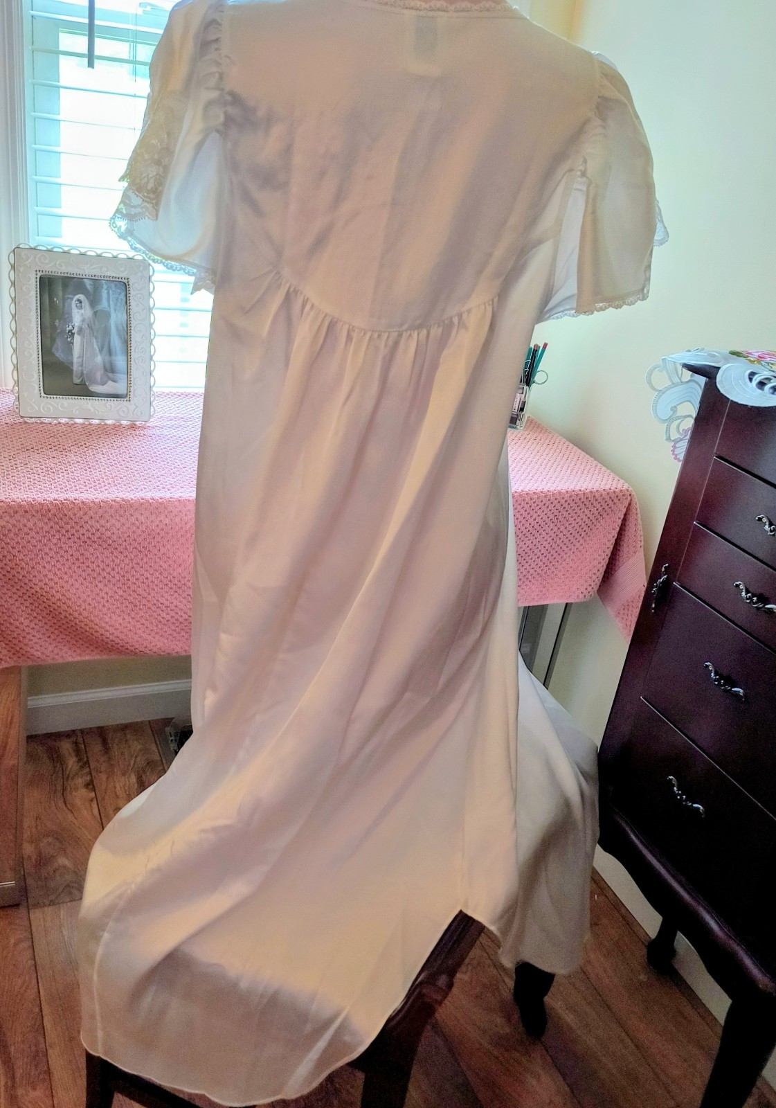 Vintage Eve Stillman White Weddng Nightgown Lingerie Lacy Satin