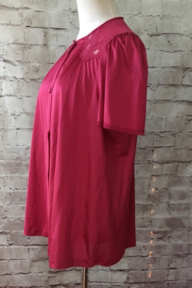 Vintage Vanity Fair Burgundy Womens Small 2 Pc Sleepwear Set Pajama Shirt & Pant