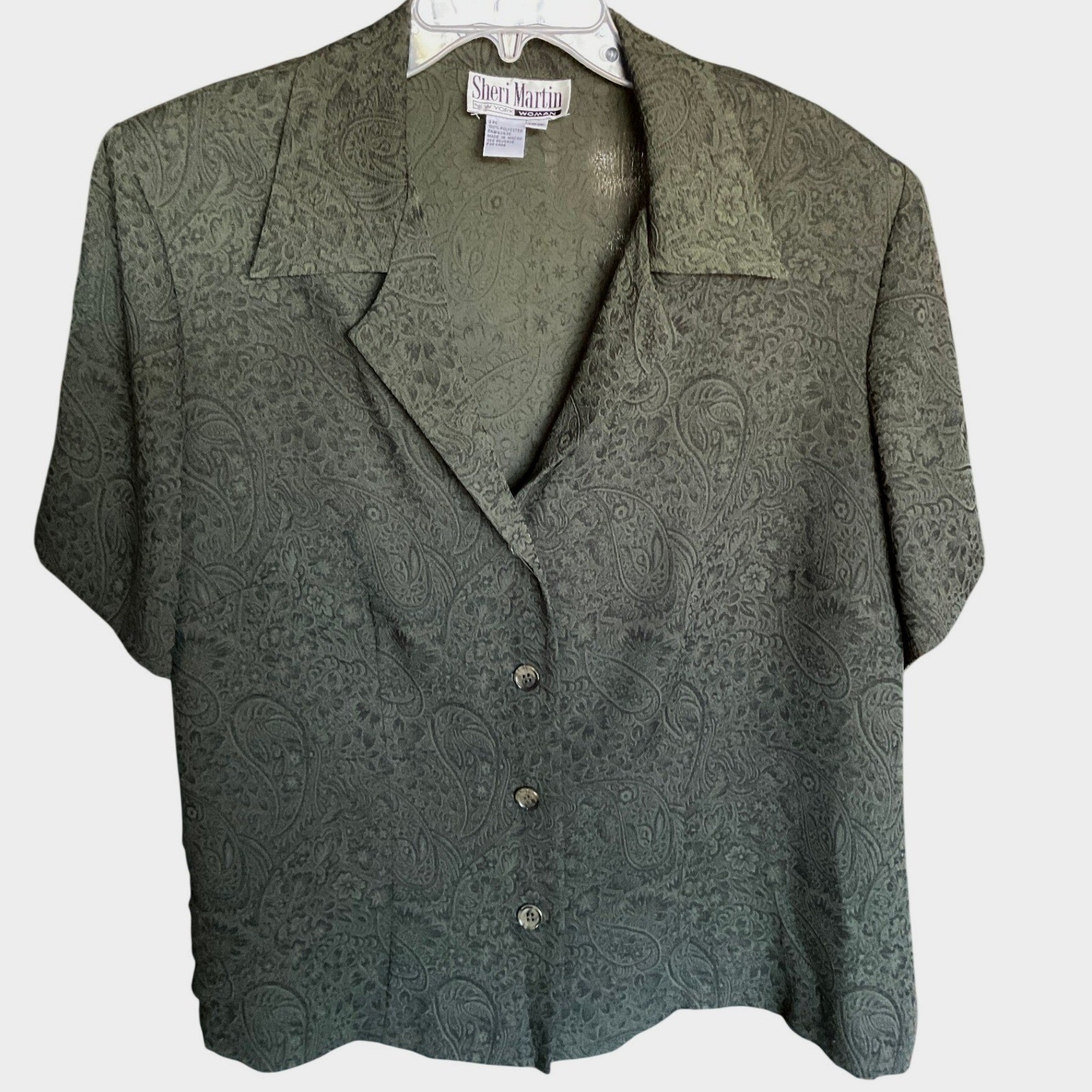 Vintage 90s Sheri Martin Woman Green Paisley Jacquard Dress & Jacket Set 18W