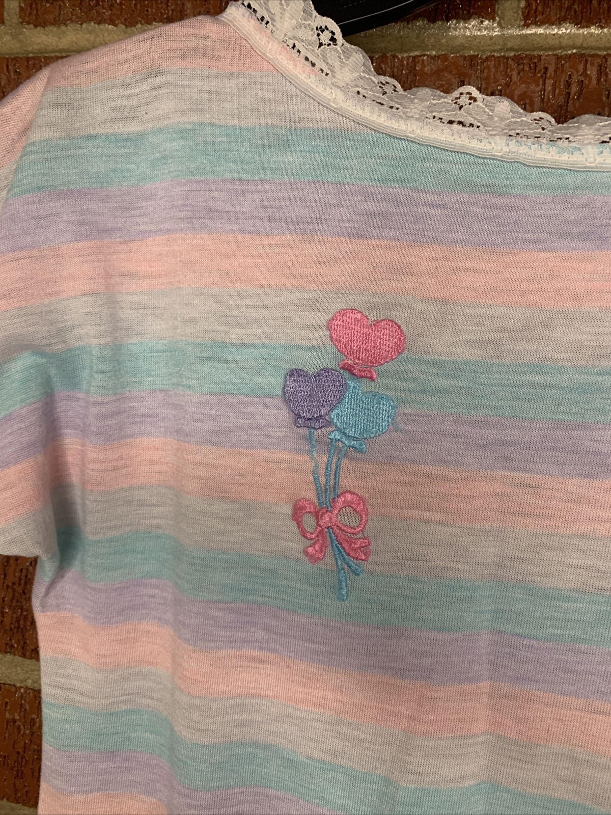 Vintage Dreamwear Lingerie Nightgown Pastel Hearts USA Small