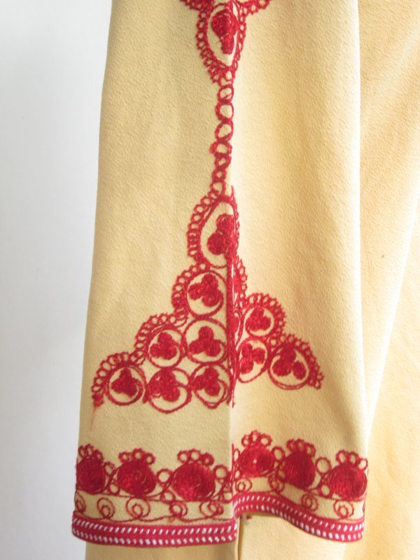 RARE Vtg 60s 70s Tribal Hippie Festival Dashiki Dress Heavy Red Embroidery S/M