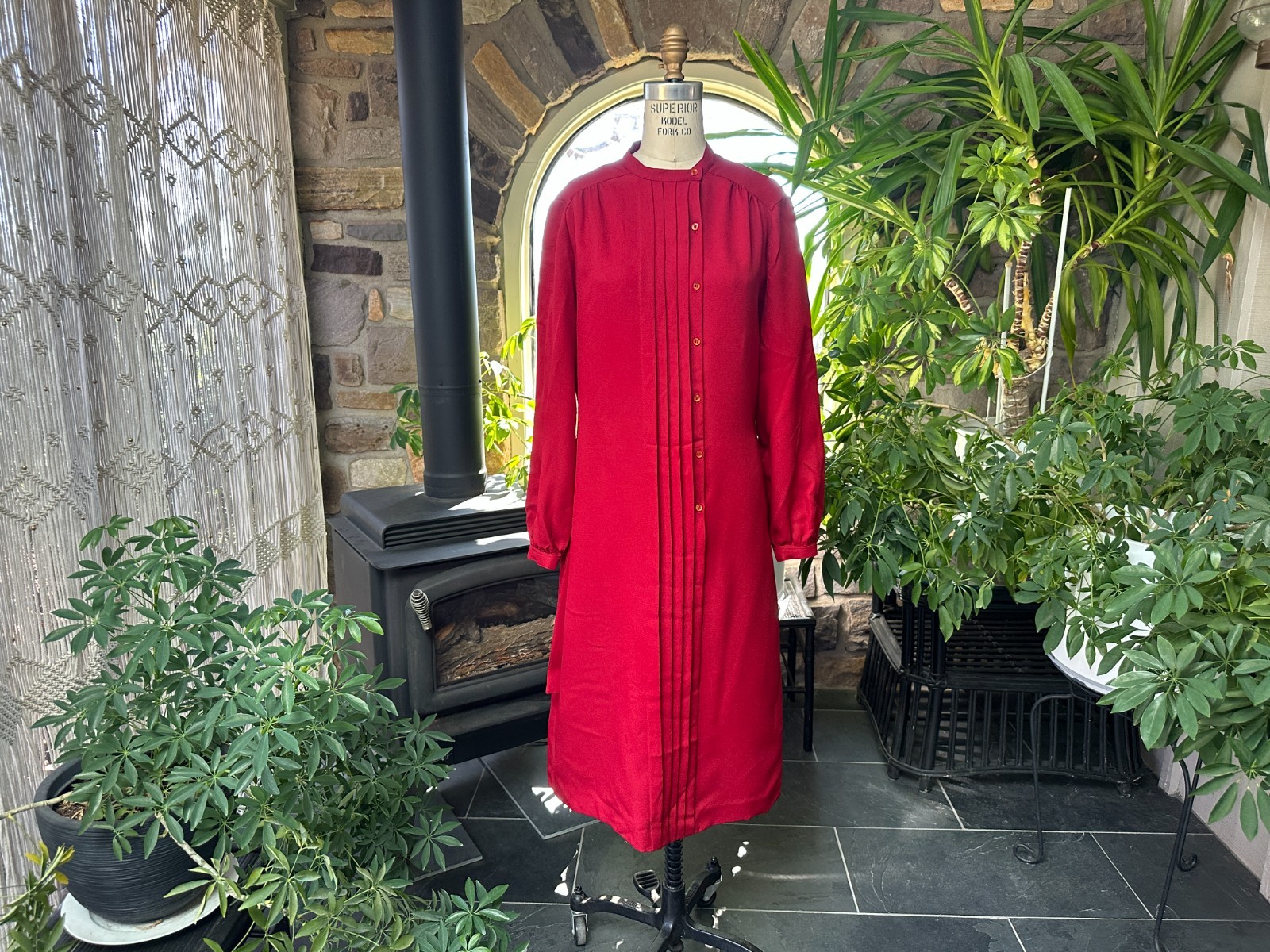 Vintage 1970s Red Belted Shirt Dress Schrader Sport New York Made in USA