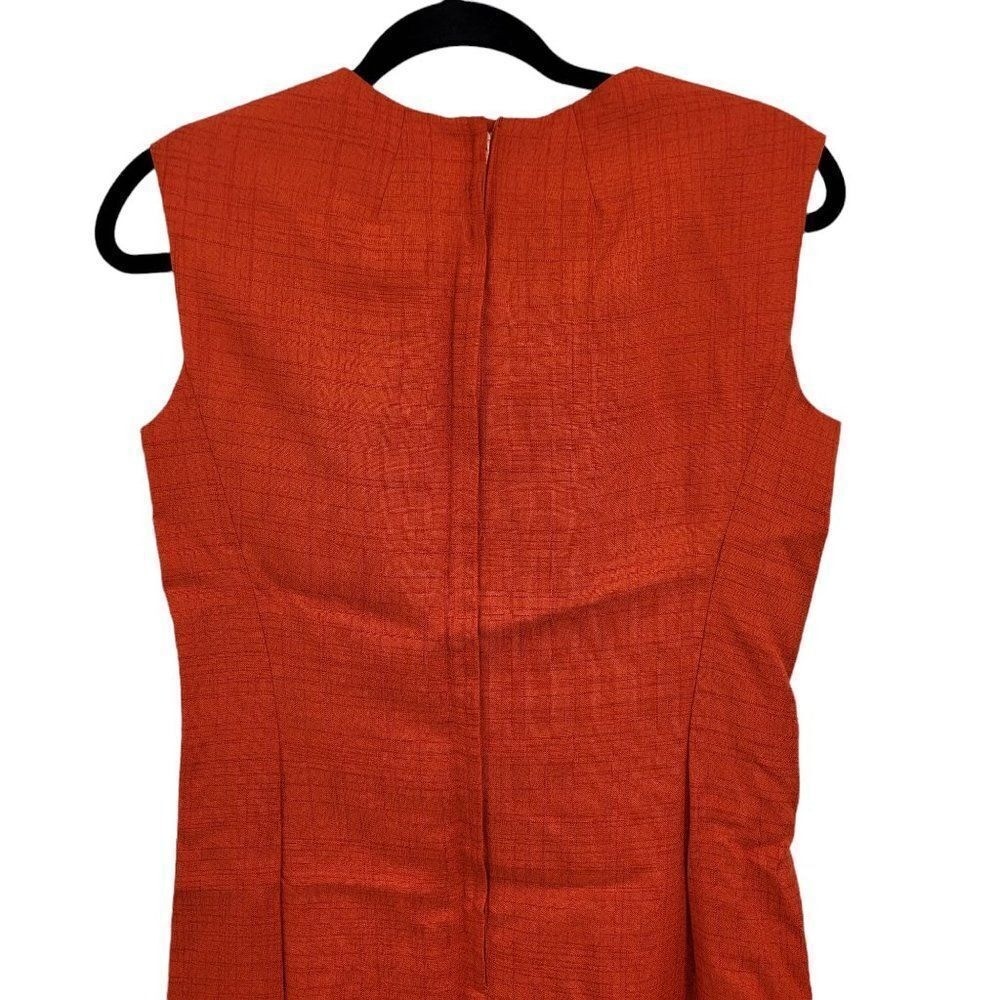 70’s Mod Brady Bunch Handmade Hostess Dress Sz S Pockets Orange Mad Men Office