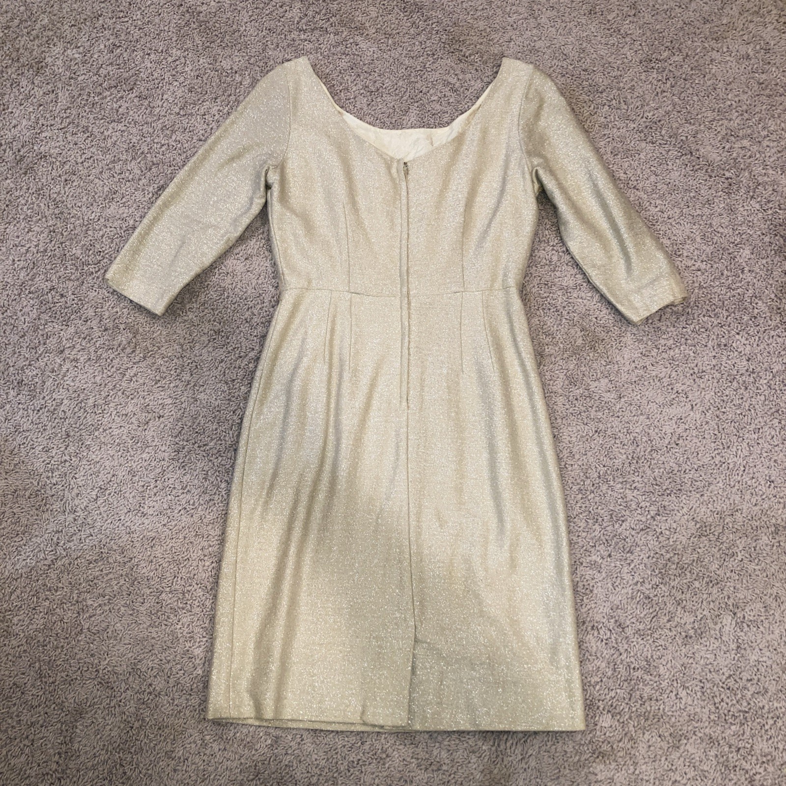 Vintage Champagne Gold Shift Formal Party Dress Mod MCM S 1960s