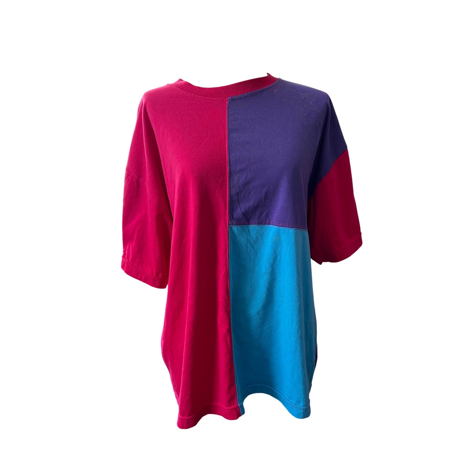 Vintage Pebble Court Color Block T Shirt Oversized 80s Retro Style Top