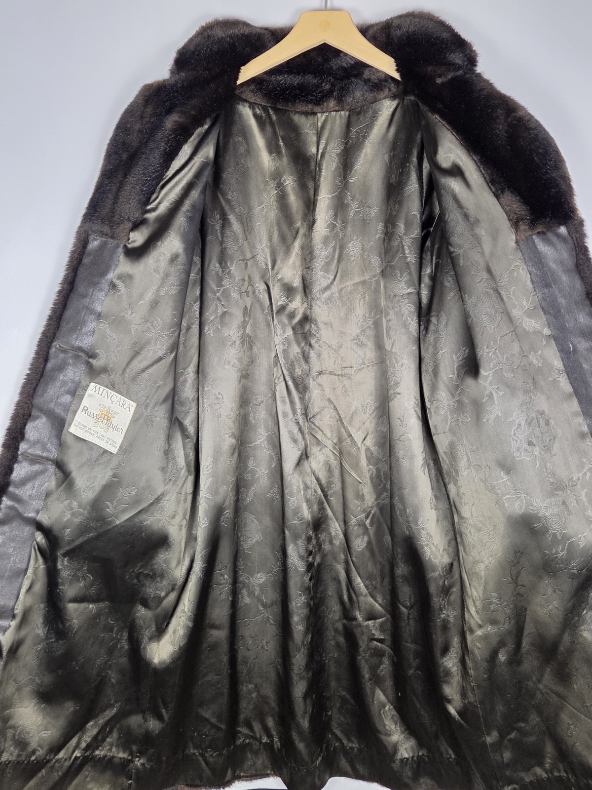 Vintage 60s Mincara Russel Taylor Faux Mink Fur Coat Womens L Brown Glam Winter
