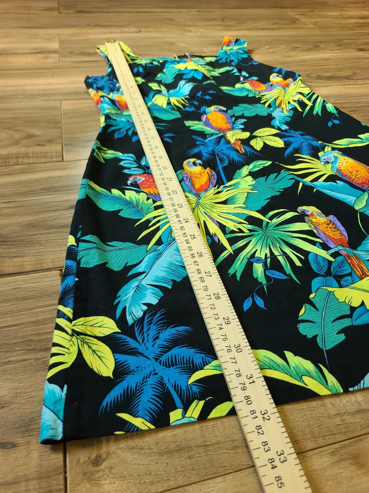 Vintage Shannon Marie Tropical Mini Dress Made In USA Size S / M Black Hawaiian