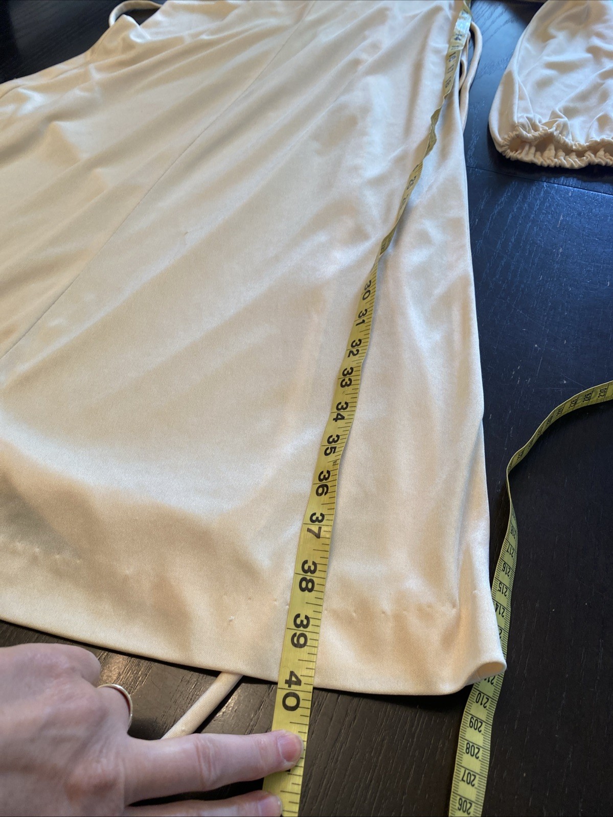 True Vintage 1970s Disco Career Dress Cream/Yellow Tie Belt Sz S?