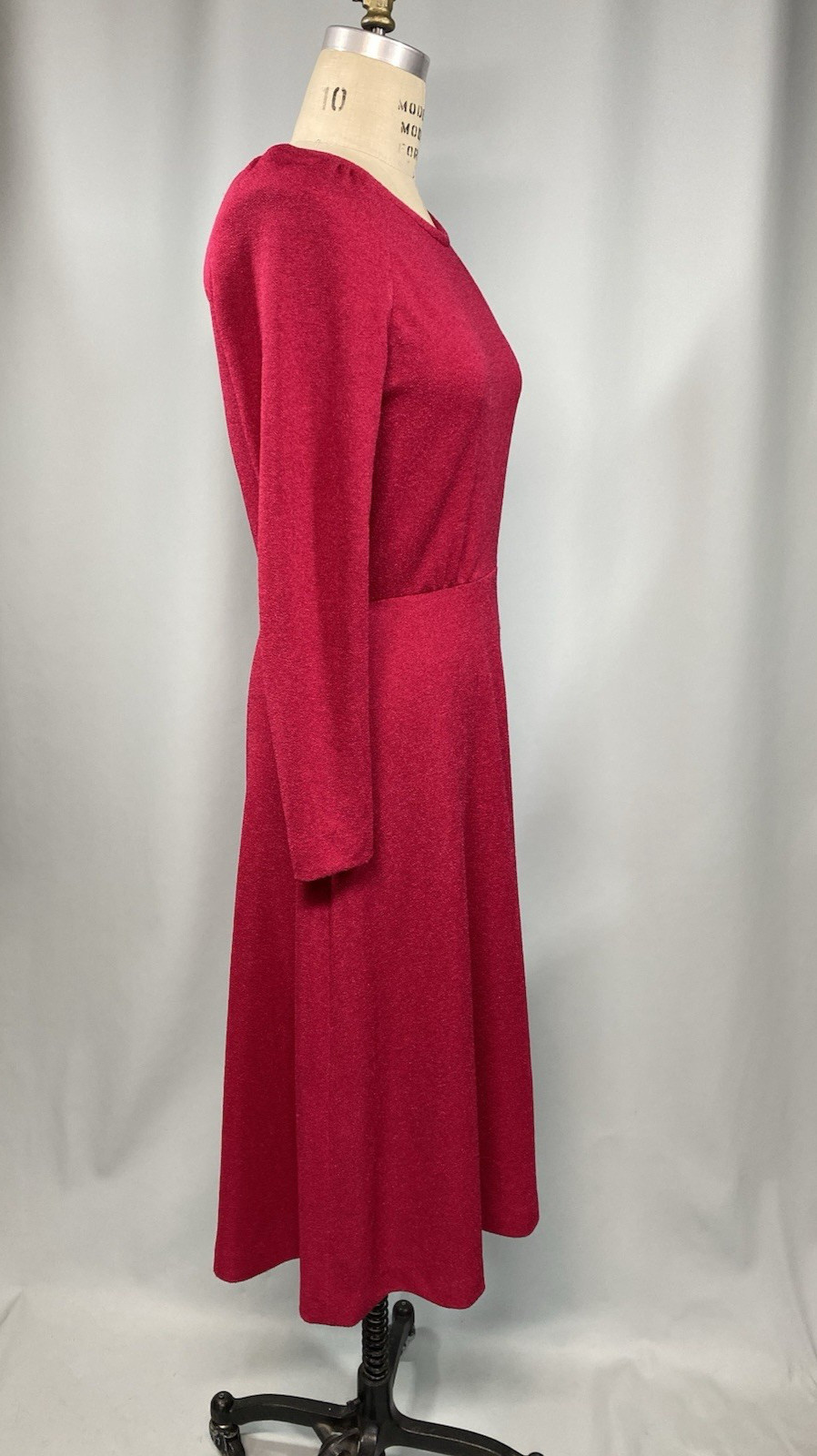 Vintage Dress SIZE MEDIUM red long sleeve LESLIE FAY 70s 80s classic long sleeve