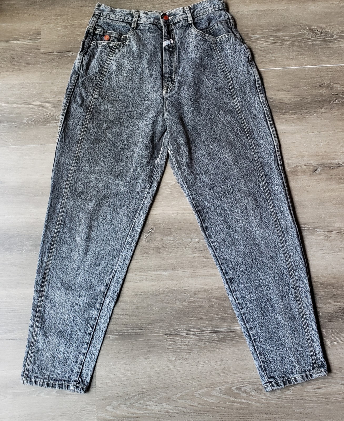 VTG 80s Gitano Black Acid Wash Tapered Jeans Sz 14 RUNS SMALL 27″W DISTRESSED