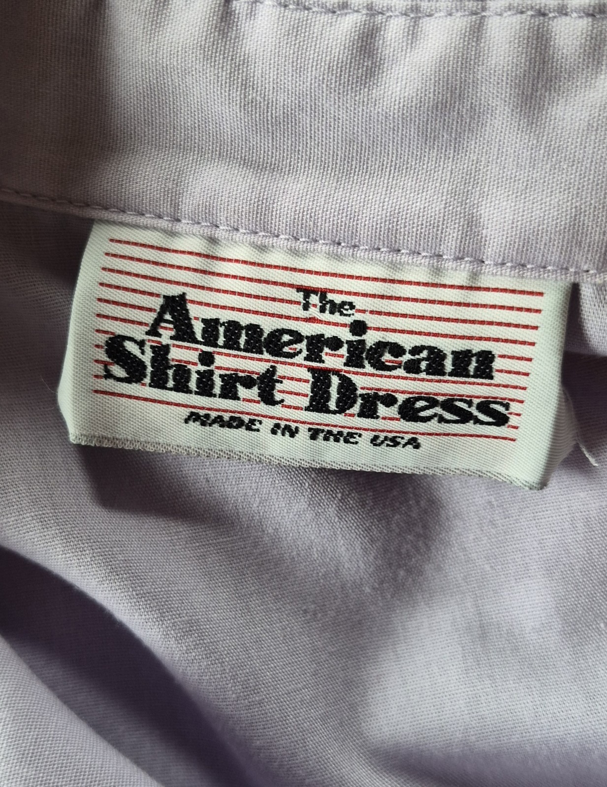 Vintage American Shirt Dress Lavender Midi Button Front Pockets USA Made 7/8