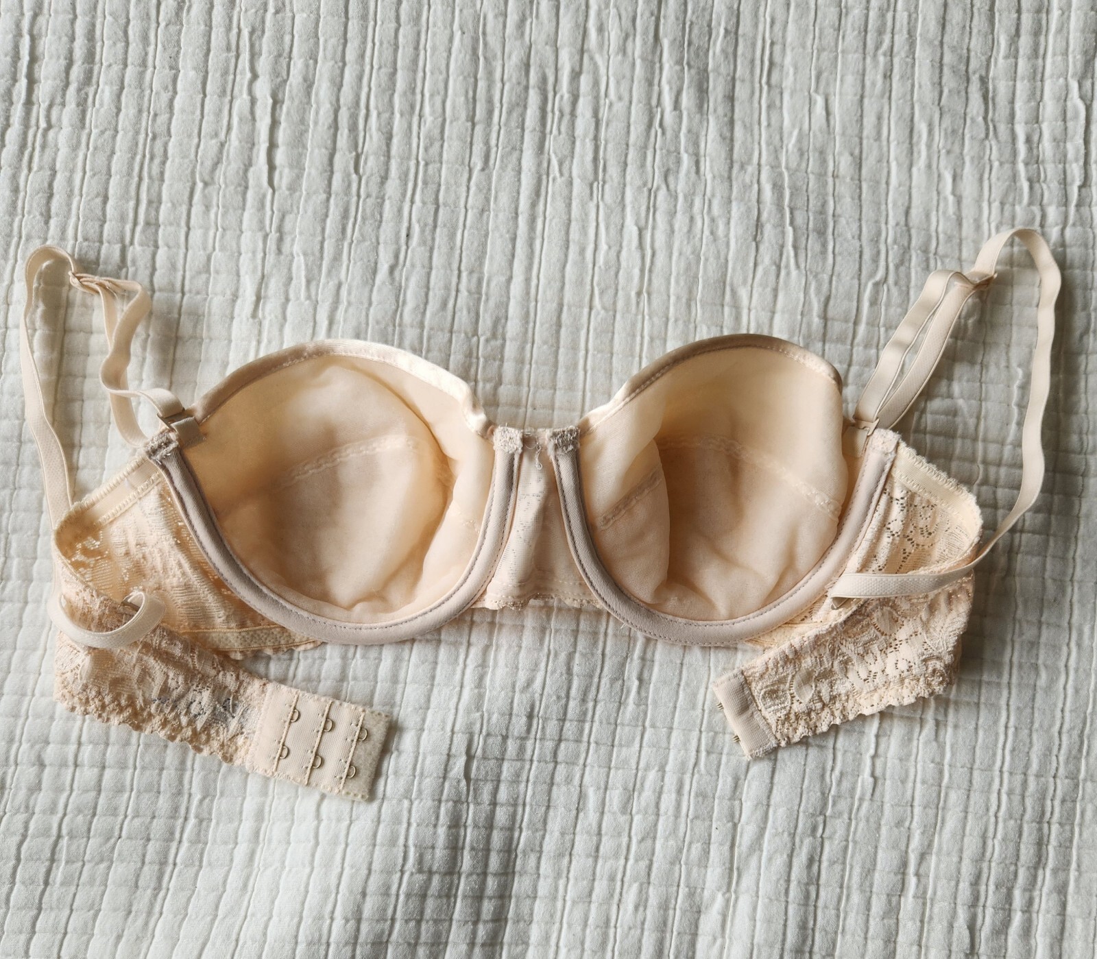 8355 Vintage Maidenform Rendezvous Satin Lace Demi Bra Ivory 36B Convertible