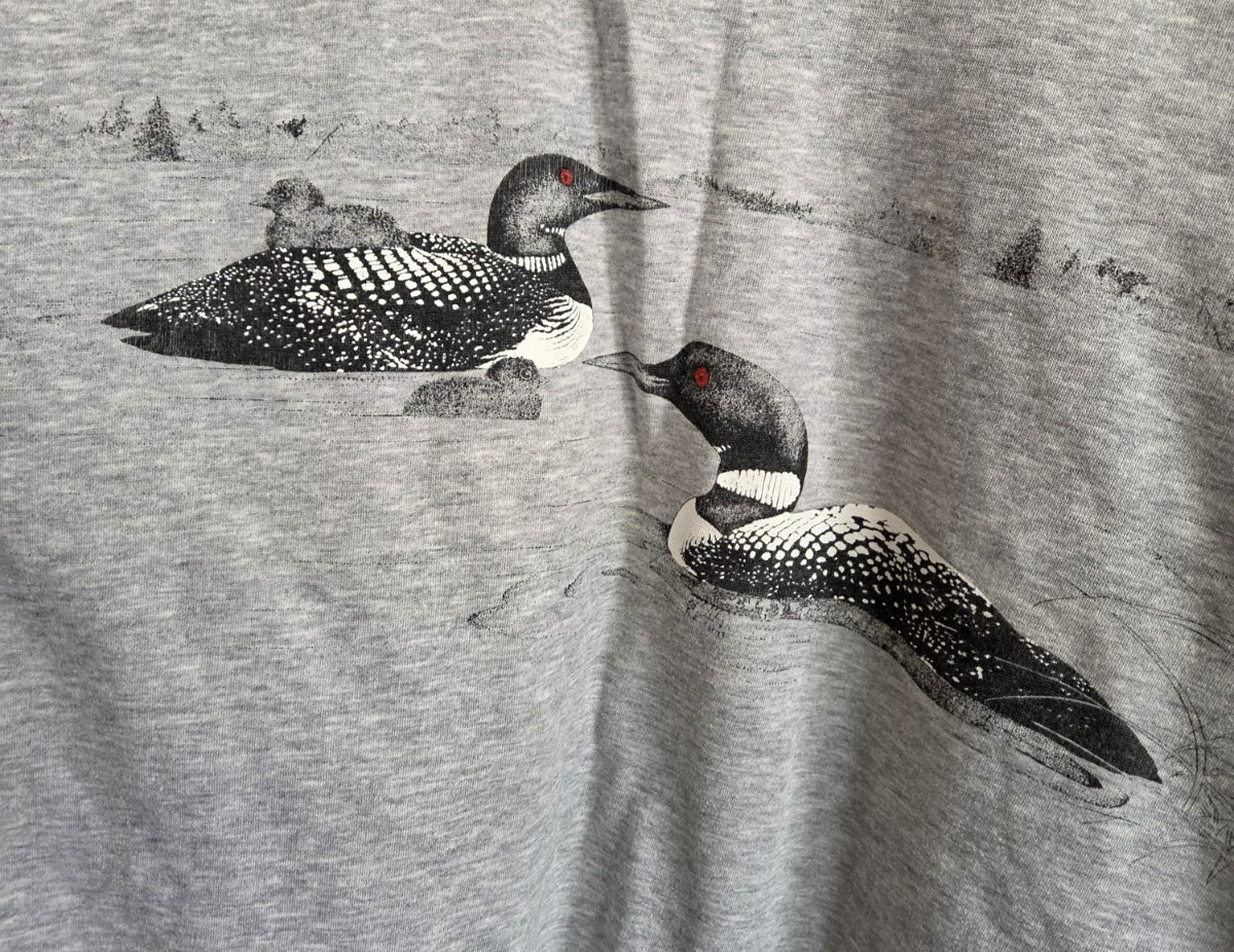 Vintage Loons Sweatshirt Gray Red Cuffs Collar Inlet Bay Made In USA XL Womens