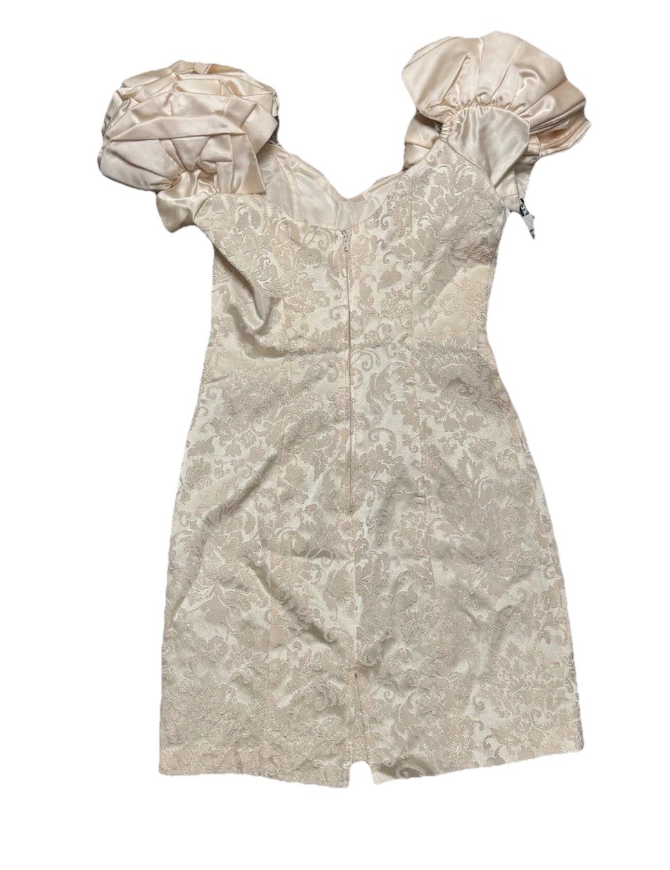 NWT NWD Vintage 80s 579 Zum Zum Brocade Puff Shoulders Cocktail Mini Dress