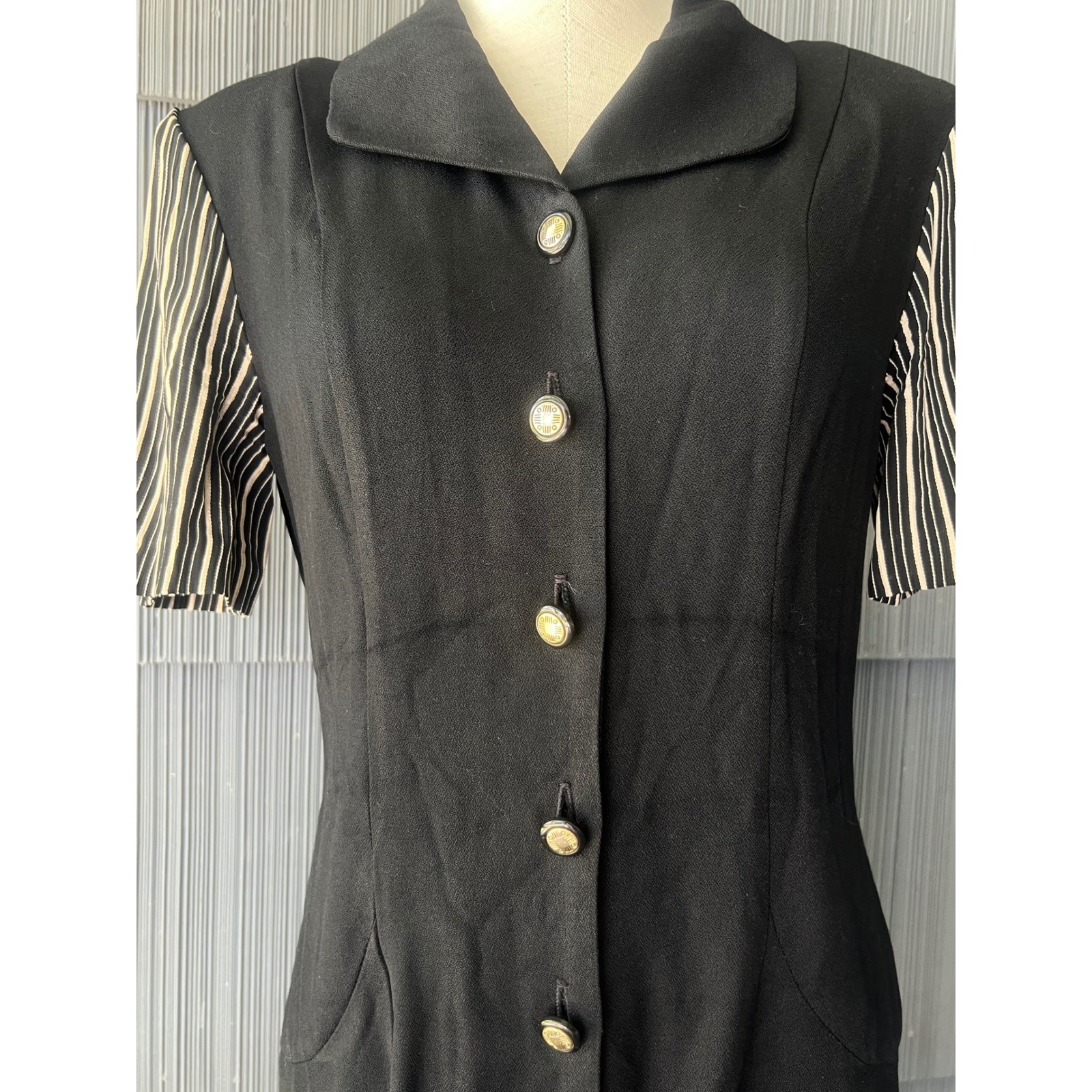 Paul Harris Vintage Academia Button Front Quiet Luxury Midi Dress Womens 4
