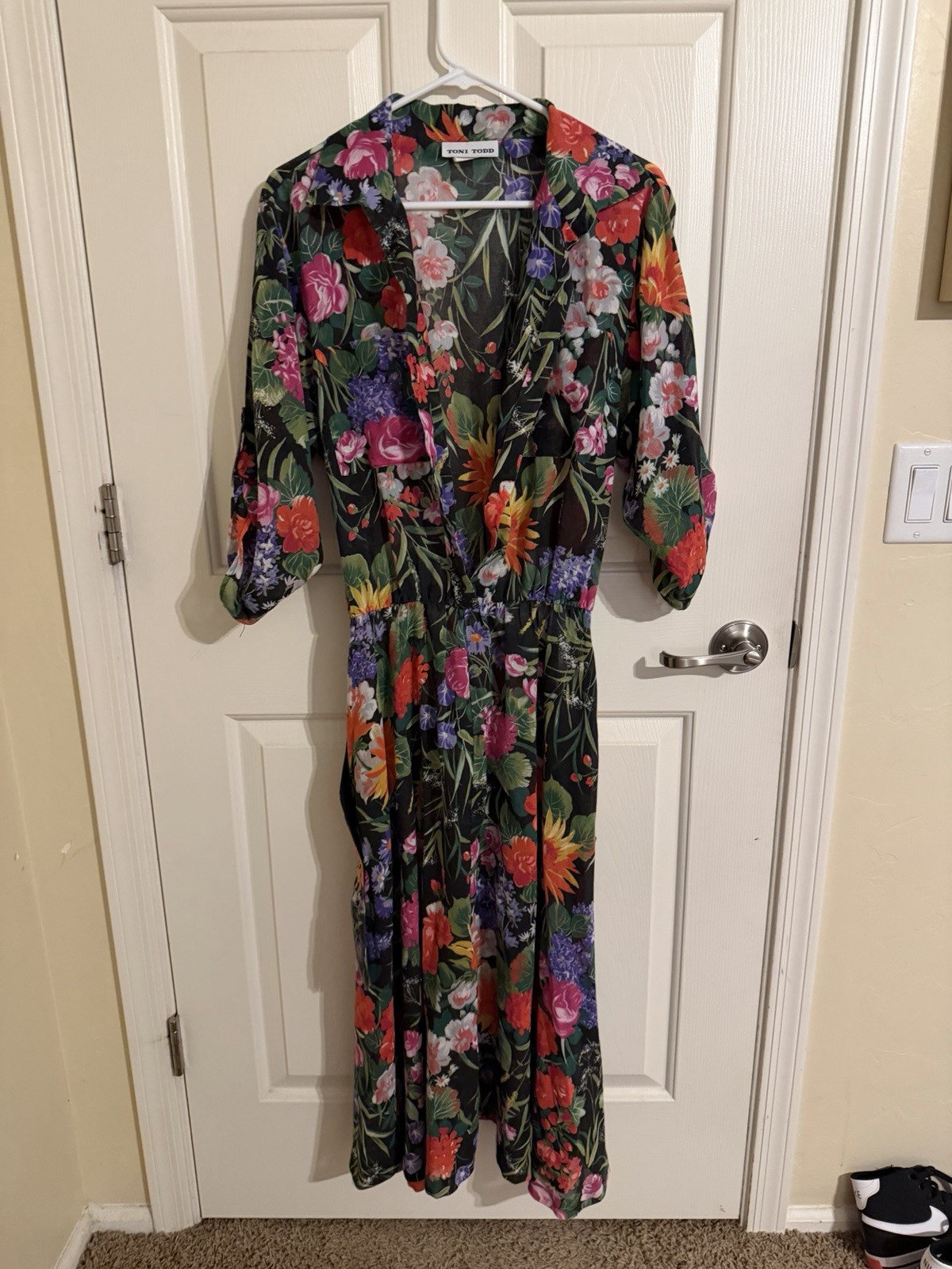 1980s Vintage Toni Todd Women’s Dress Size 16 Floral Button Up With Belt