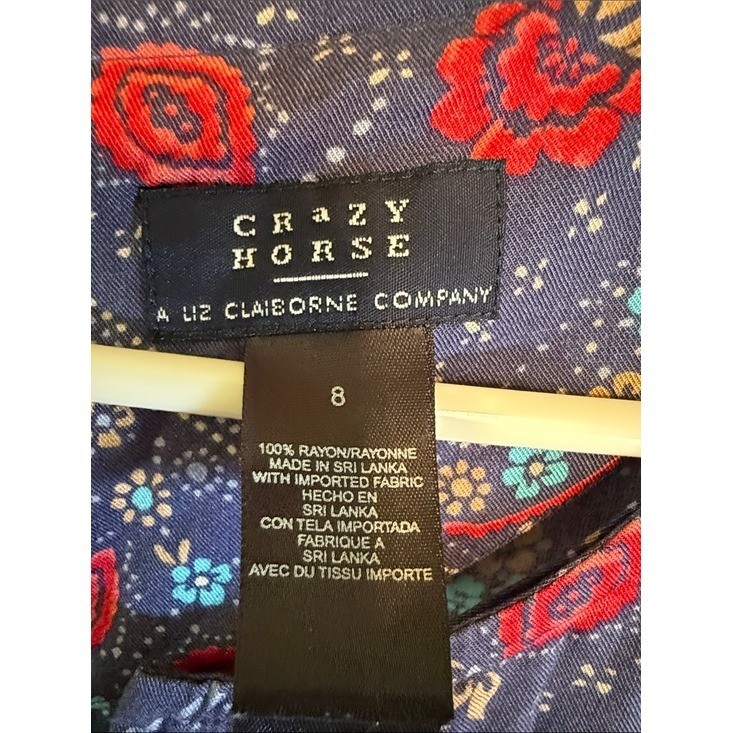 Crazy Horse Liz Claiborne Vintage 90s Floral Paisley Patchwork Maxi Dress Navy 8