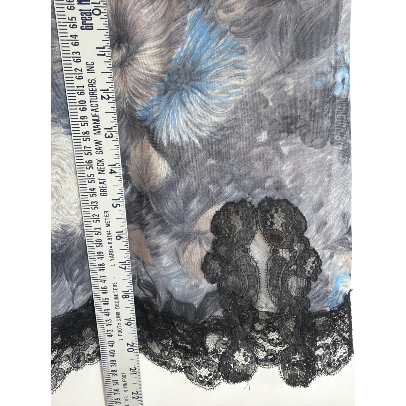 Vintage Hollywood Vassarette Floral Lace Trim Half Slip Grey Blue Small SM