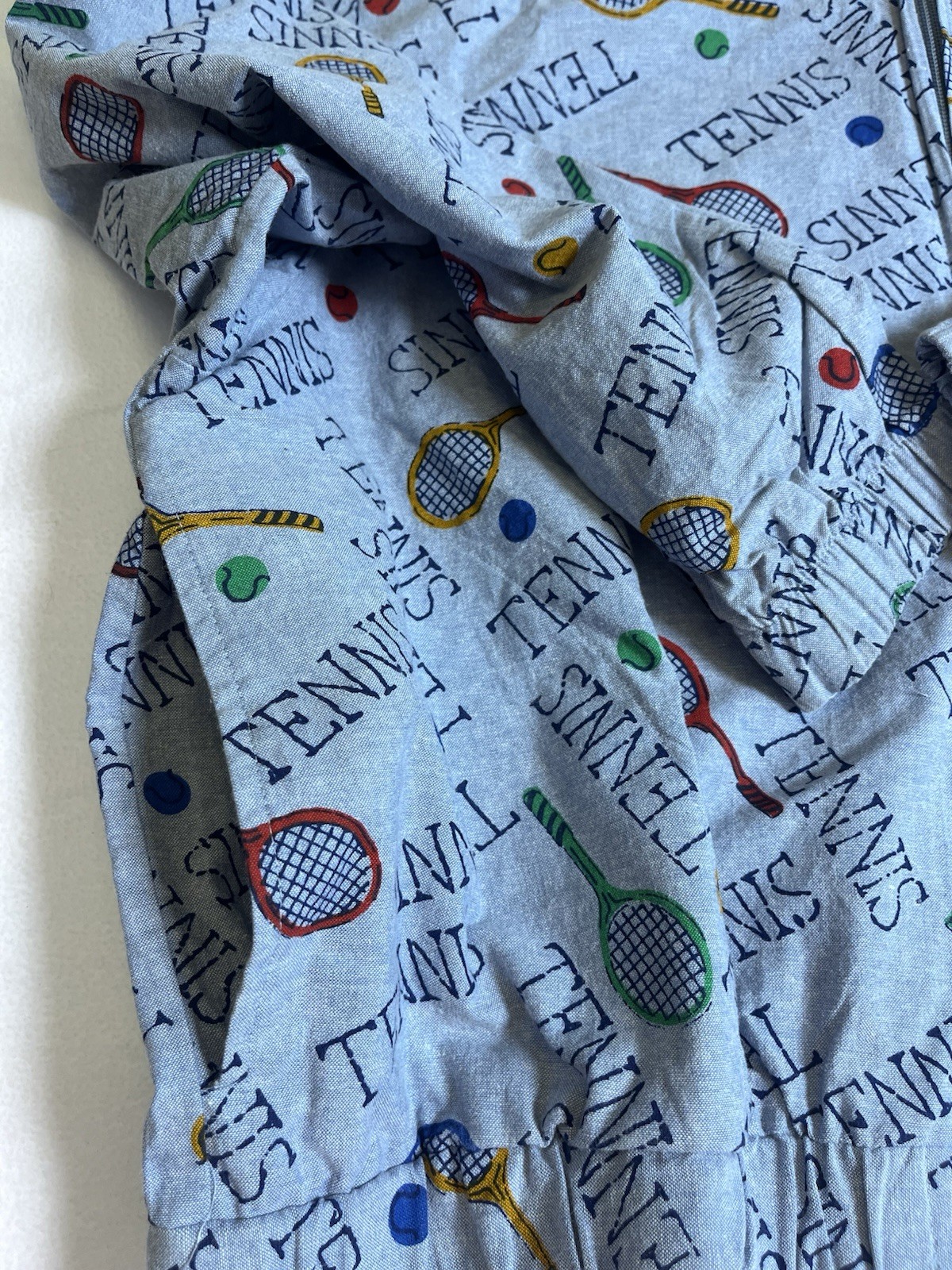 Vtg Womens Bon Worth Full zip Tennis All Over Print Jacket Preppy Granny Core L