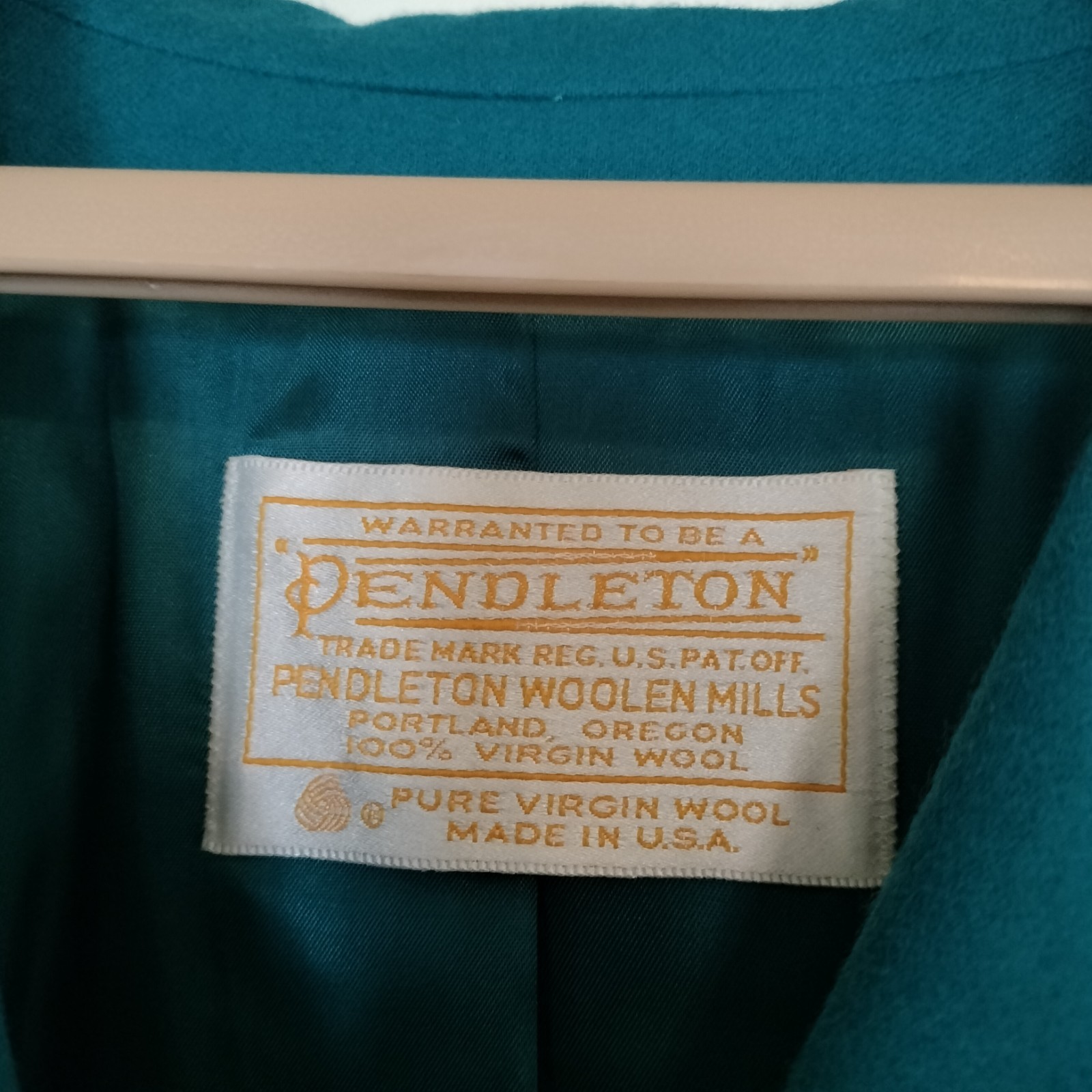 Vintage 1970s Pendleton Virgin Wool Lined Teal Trench Coat Women’s 16