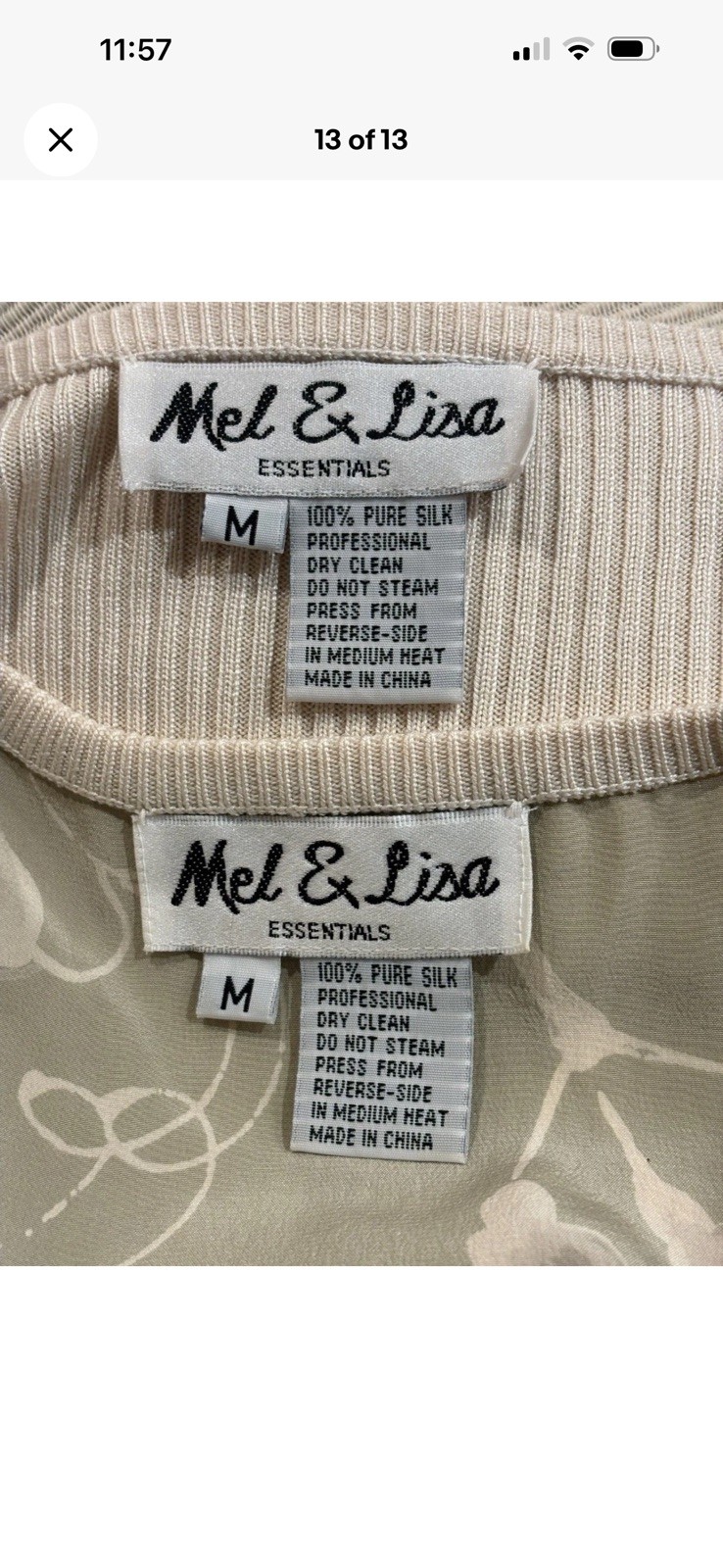 Vintage Mel & Lisa Essentials 100% Silk Cardigan & Top Set – Size M twinset