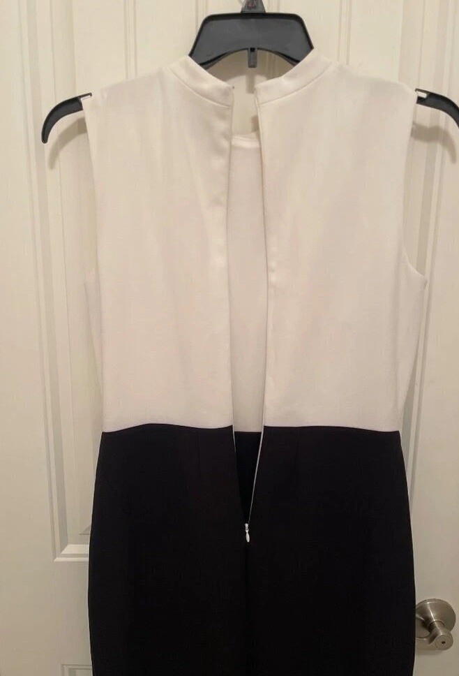 Tahari Arthur S. Levine Sleeveless Colorblock Dress Size 6 Black & White