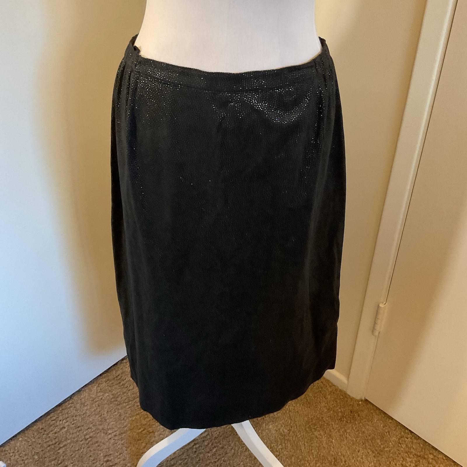 Vintage 80s Count Romi Ultra Suede Black Suit / Pencil Skirt Set Size 14