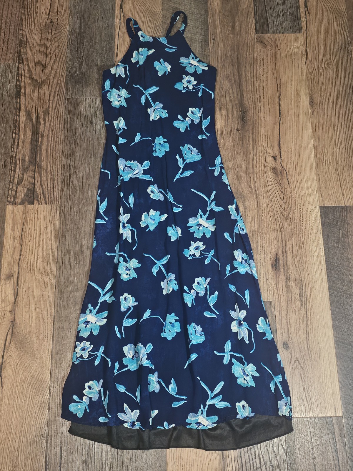 Vintage Misty Lane Floral Maxi Dress Blue 90s Cottagecore Slip Union USA