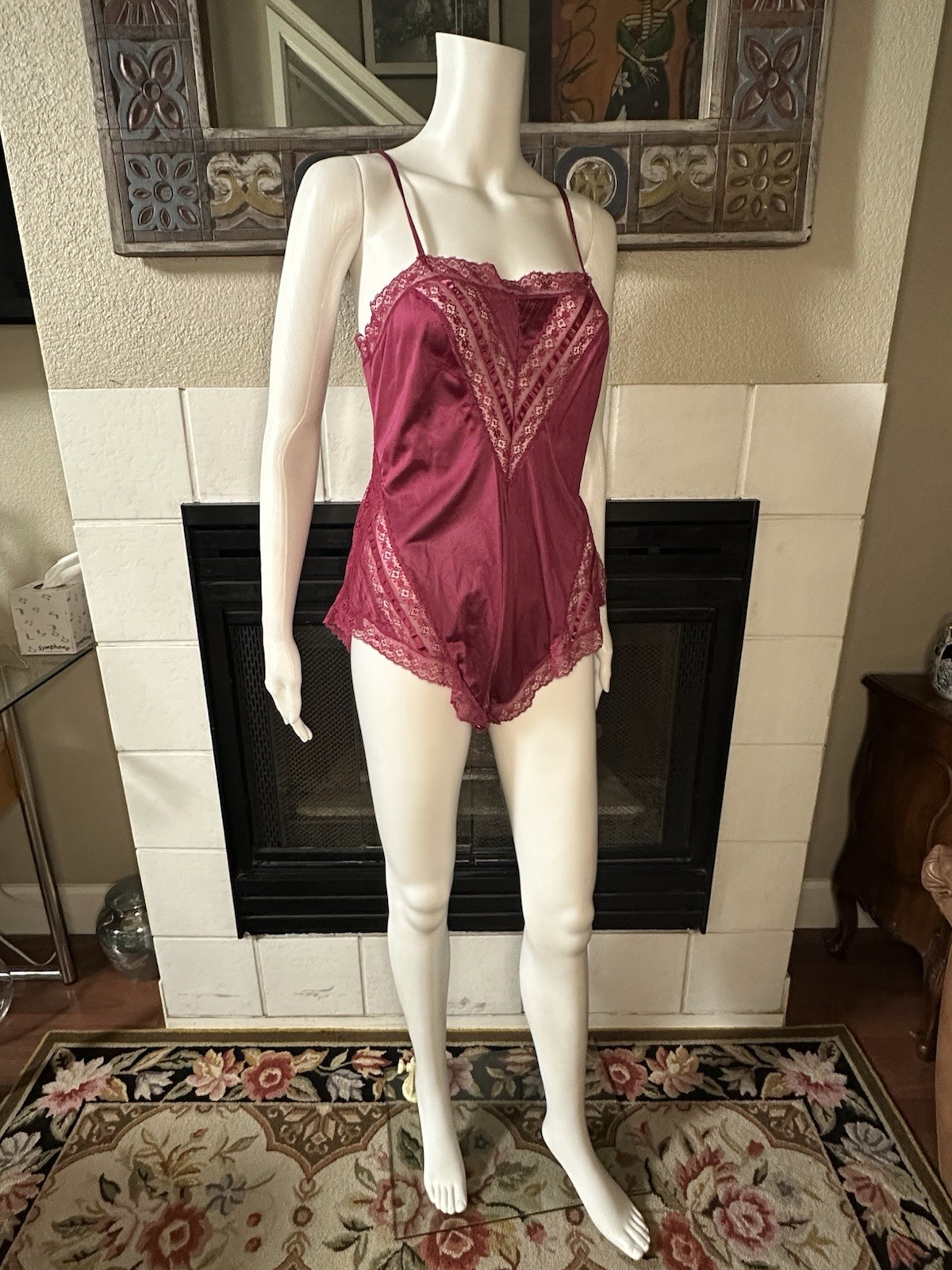 Formfit Vintage Red Satin And Lace Teddy Sz 34 (10-12)