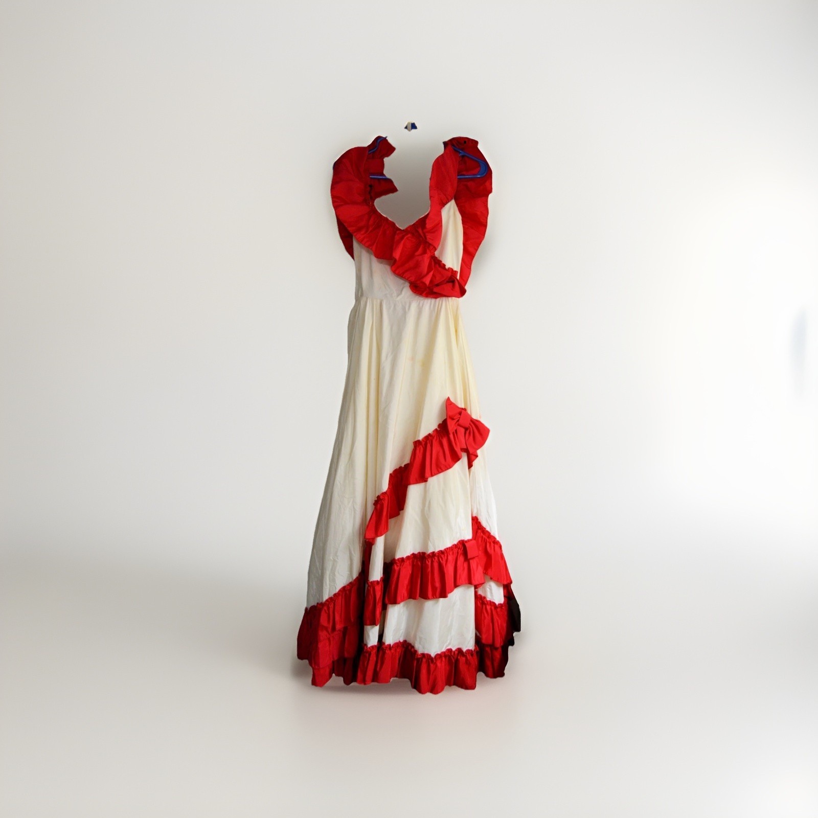 Vtg 80s Alfred Angelo Flirtations dress red/white Annabelle Halloween XS jrs 3/4
