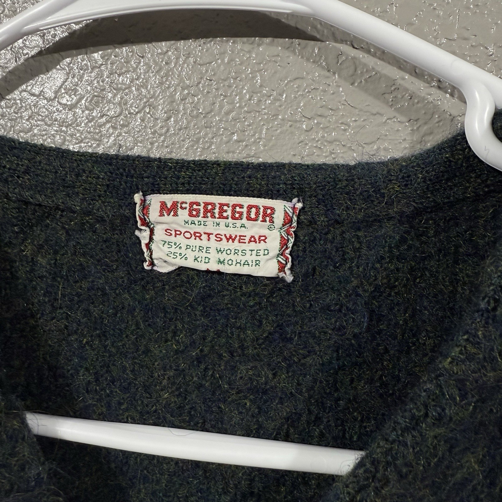 Vintage 60s McGregor Sportswear Wool Kid Mohair Cardigan USA Green Womens Sz S