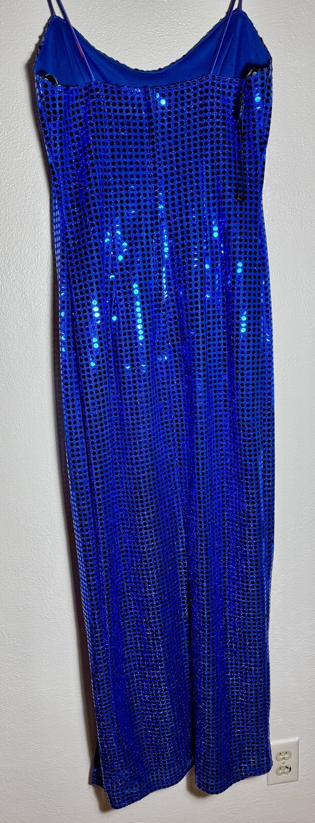 1990’s LA Glow Blue Metallic Blingy Sequined Zipper Dress Gown Juniors 9/10