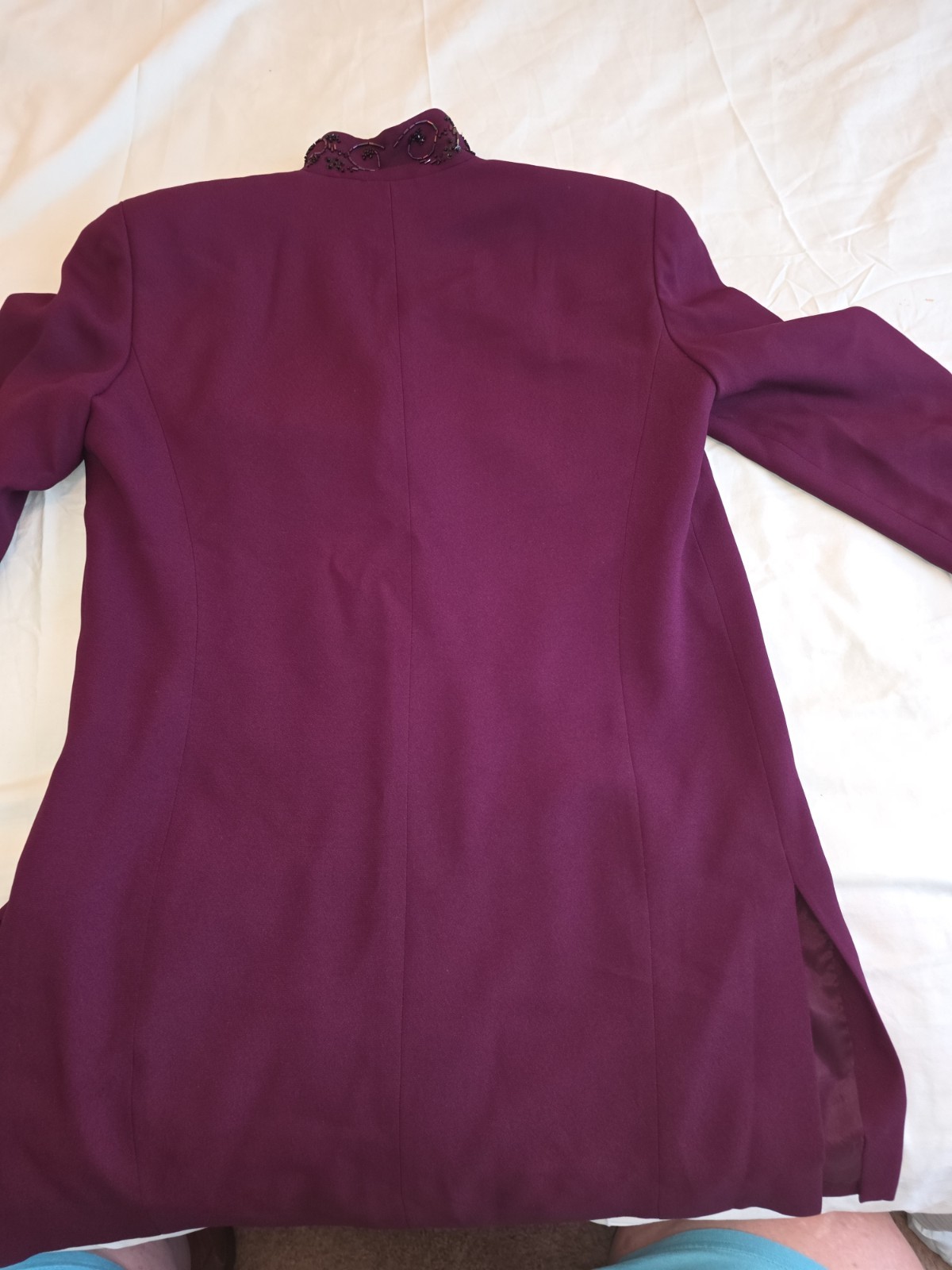 Vintage Liz Claiborne Night Beaded Evening Jacket Plum Burgundy Size 6