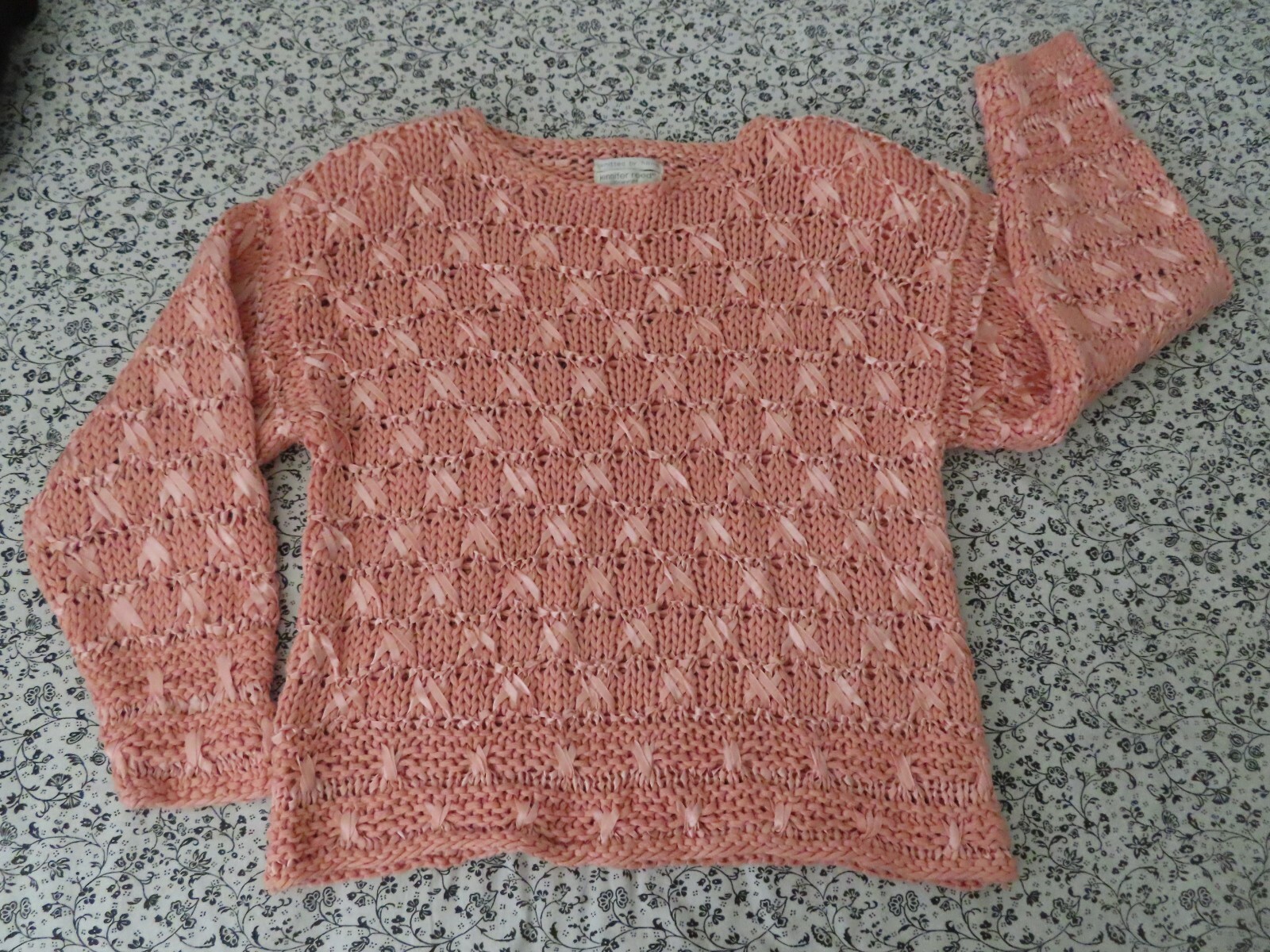 vintage jennifer reed knitted by hand sweater salmon color oversized Small