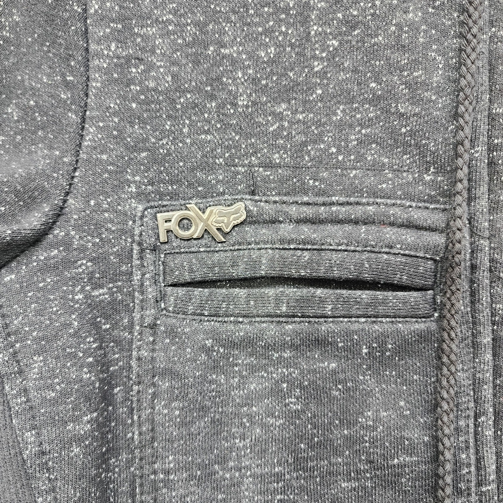 Vintage Fox Racing Jacket Women L Black Speckled Knit Button Front Hooded Casual