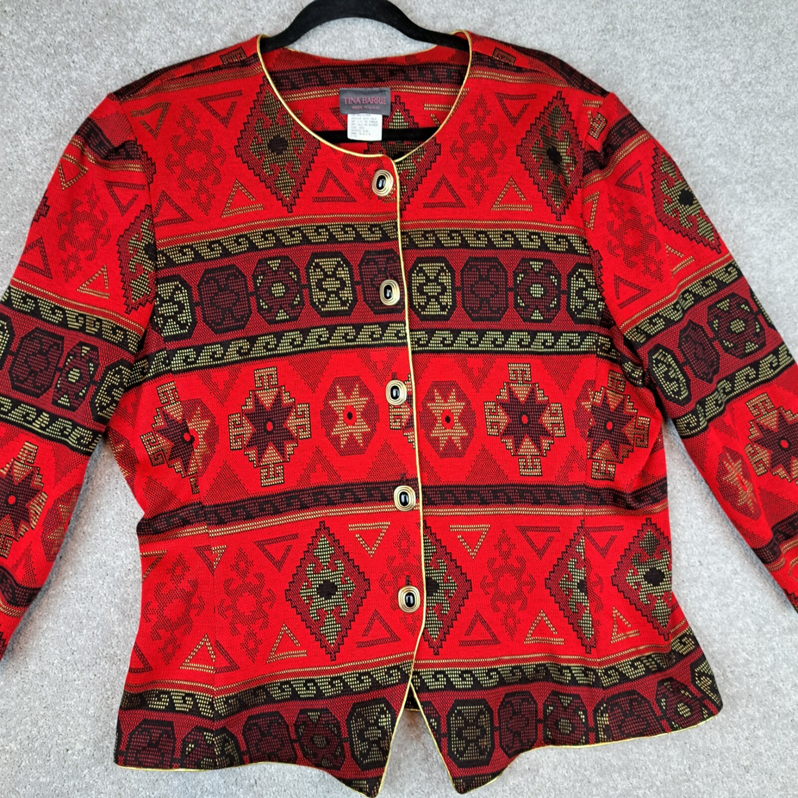 Vintage Tina Barrie Size 18 Black Red Gold Boho Vintage Hippie Retro Y2K Western