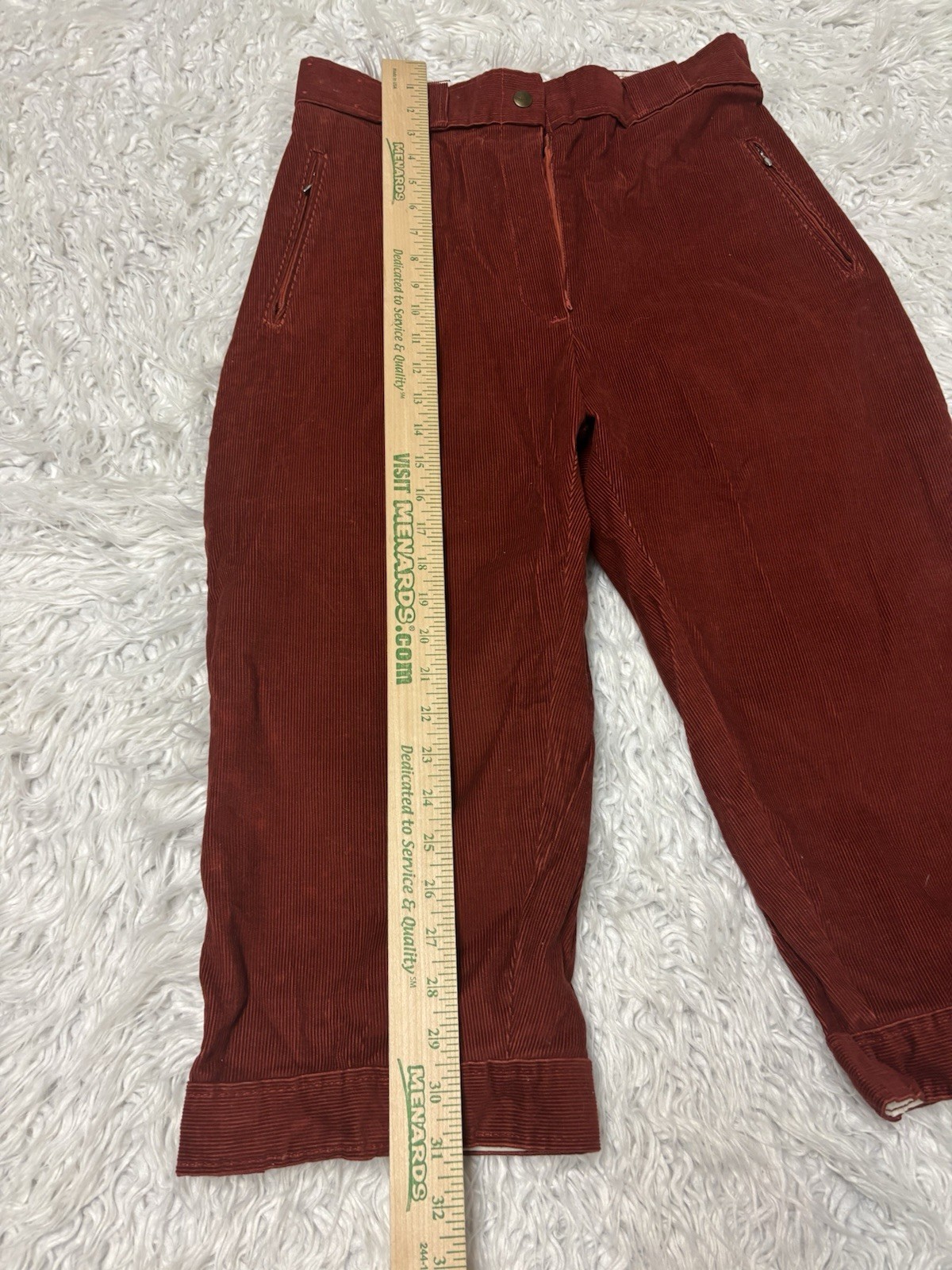Sunbuster Vintage 1970s Rust Red Corduroy High-waisted Capri Pants by | Small