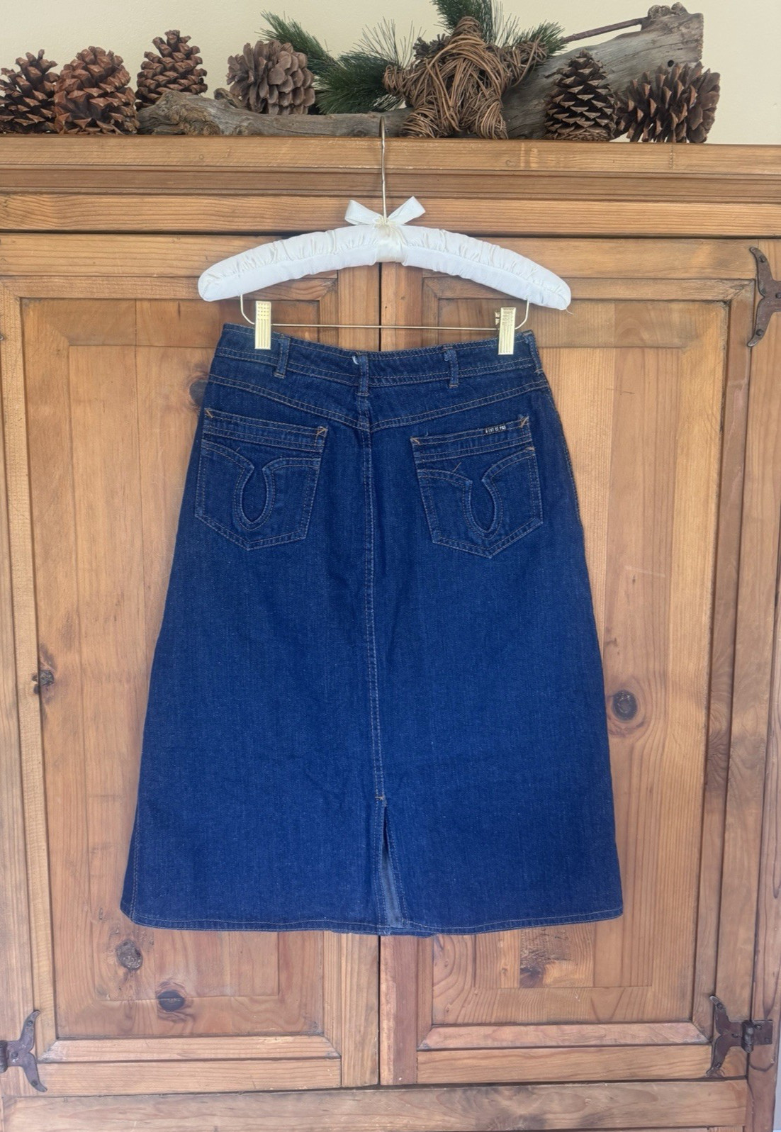 Vintage 1970s N’est Ce Pas Dark Indigo Denim Skirt 11/12 SEE MEASUREMENTS #267
